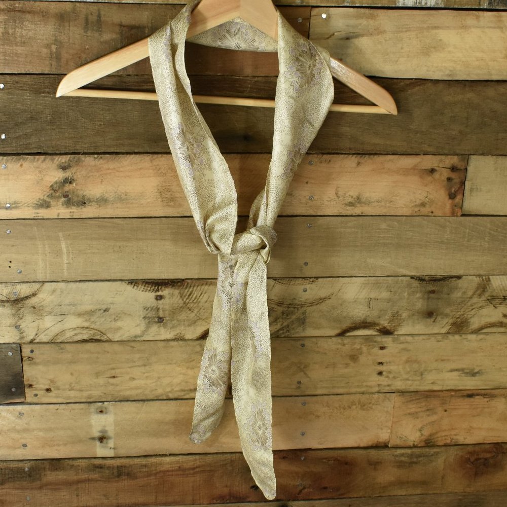 Cream, Brown and Purple Floral Wrap Belt/Sash